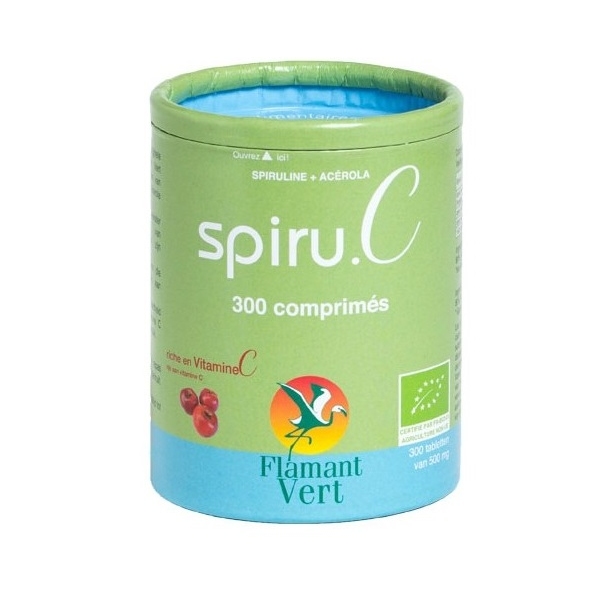 Spiru C - Spiruline Acerola Bio - 300 comprimes Flamant Vert