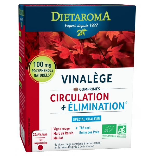 Phytothérapie Vinalege Bio Circulation Elimination - 45 comprimes Dietaroma