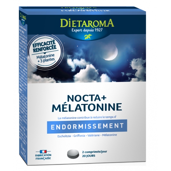 Phytothérapie Nocta Plus Mélatonine - 40 comprimes Dietaroma