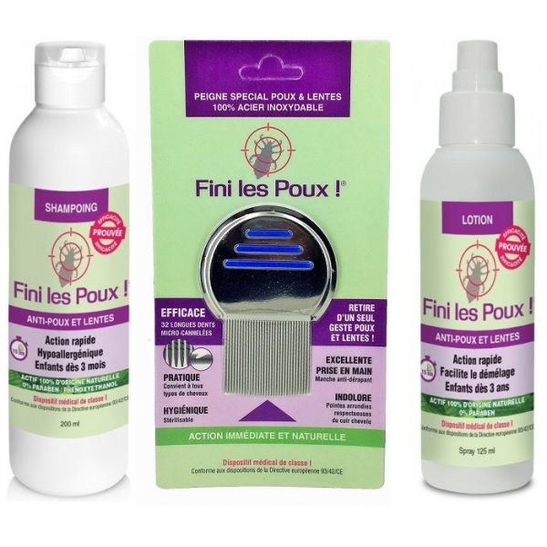 Phytothérapie Kit anti-poux et lentes 3 produits - Fini les Poux