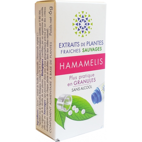 Phytothérapie  Hamamelis Bio - Extrait de plante fraiche - Granules Kosmeo