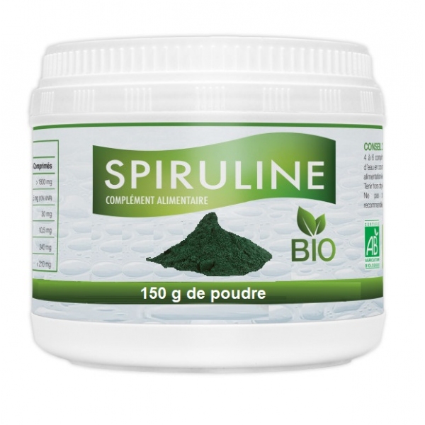 Phytothérapie Spiruline Bio poudre - Pot de 150 g GPH