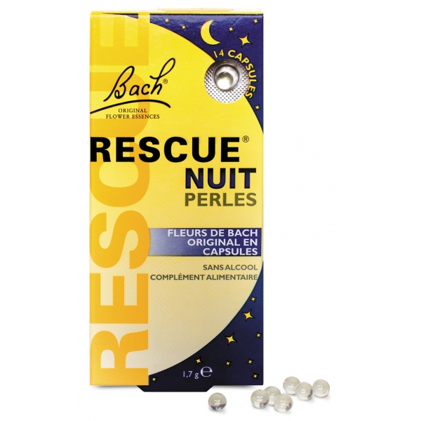 Rescue Nuit Perles sans alcool - Fleurs Bach 14 perles
