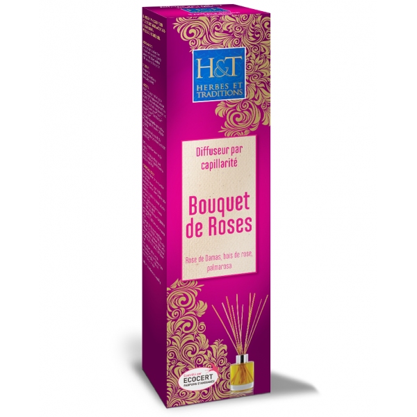 Phytothérapie Diffuseur Baguettes capillarite - Bouquet de Roses Herbes Traditions