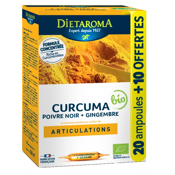 Curcuma Bio Gingembre - 20+10 ampoules Dietaroma