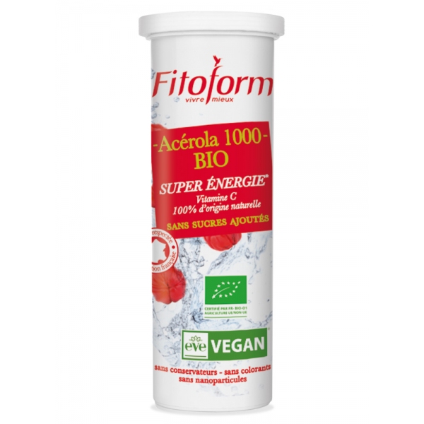 Acerola 1000 Bio sans sucre - 12 comprimes Fitoform