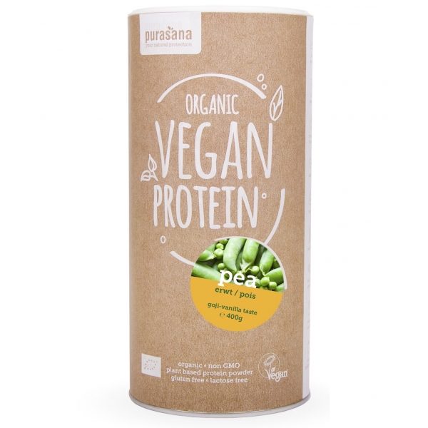 Phytothérapie Proteines Pois Goji Vanille - Vegan Bio Pot 400g Purasana