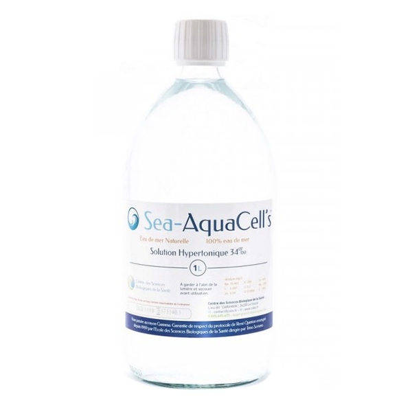 Plasma marin Quinton Hypertonique - 1 litre verre Sea AquaCells
