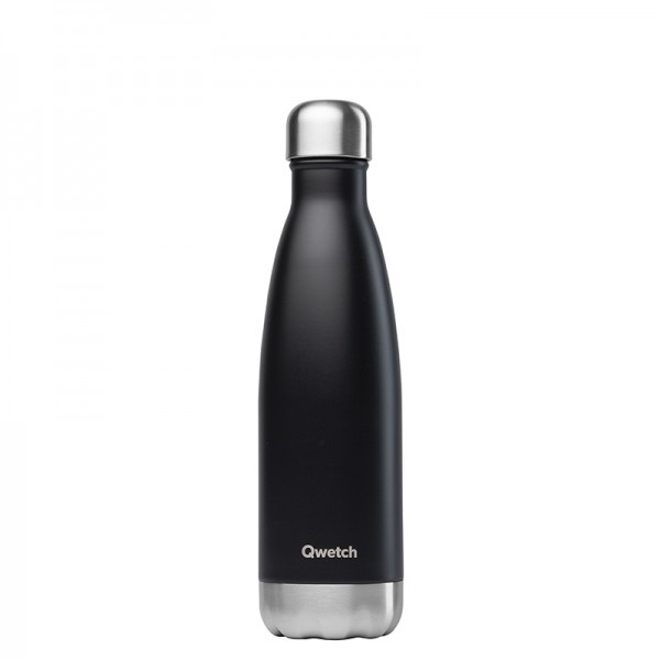 Bouteille isotherme Inox Noir - 500ml Qwetch