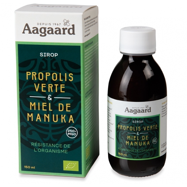 Phytothérapie Sirop Propolis verte - miel de Manuka Bio - Flacon 150 ml Aagaard