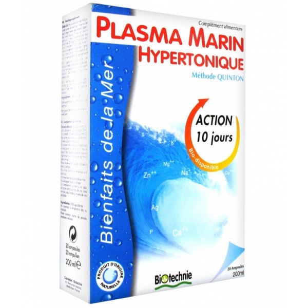 Plasma marin Quinton - Hypertonique 20 ampoules Biotechnie
