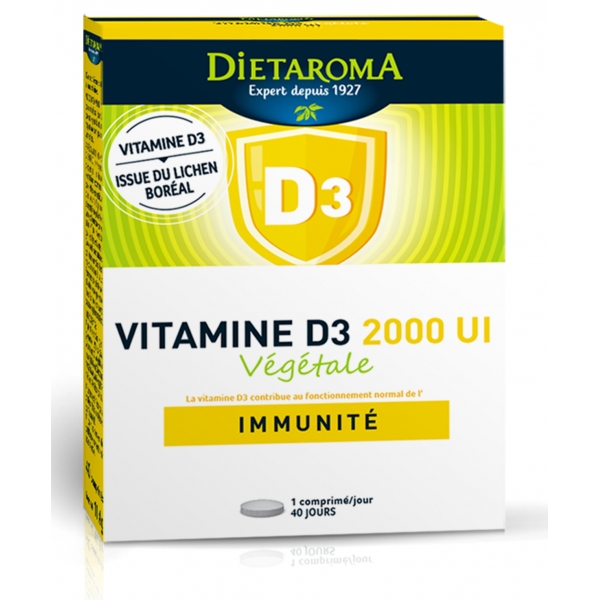 Phytothérapie Vitamine D3 vegetale - 40 comprimes Dietaroma