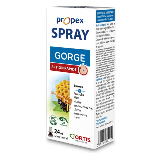 Phytothérapie Spray gorge propolis Propex - Flacon 24ml Ortis